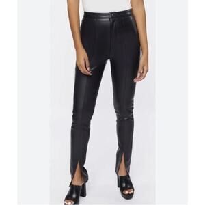 Jason Wu Mob Wife Split Hem Vegan Leather Straight Pant Black Size Large